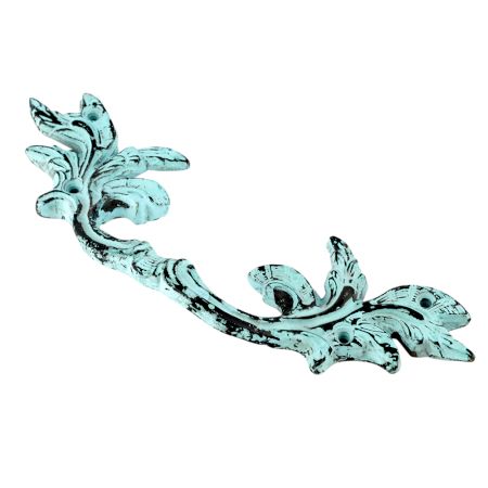 Antique Sea Green Leaf Big Iron Wardrobe Handle